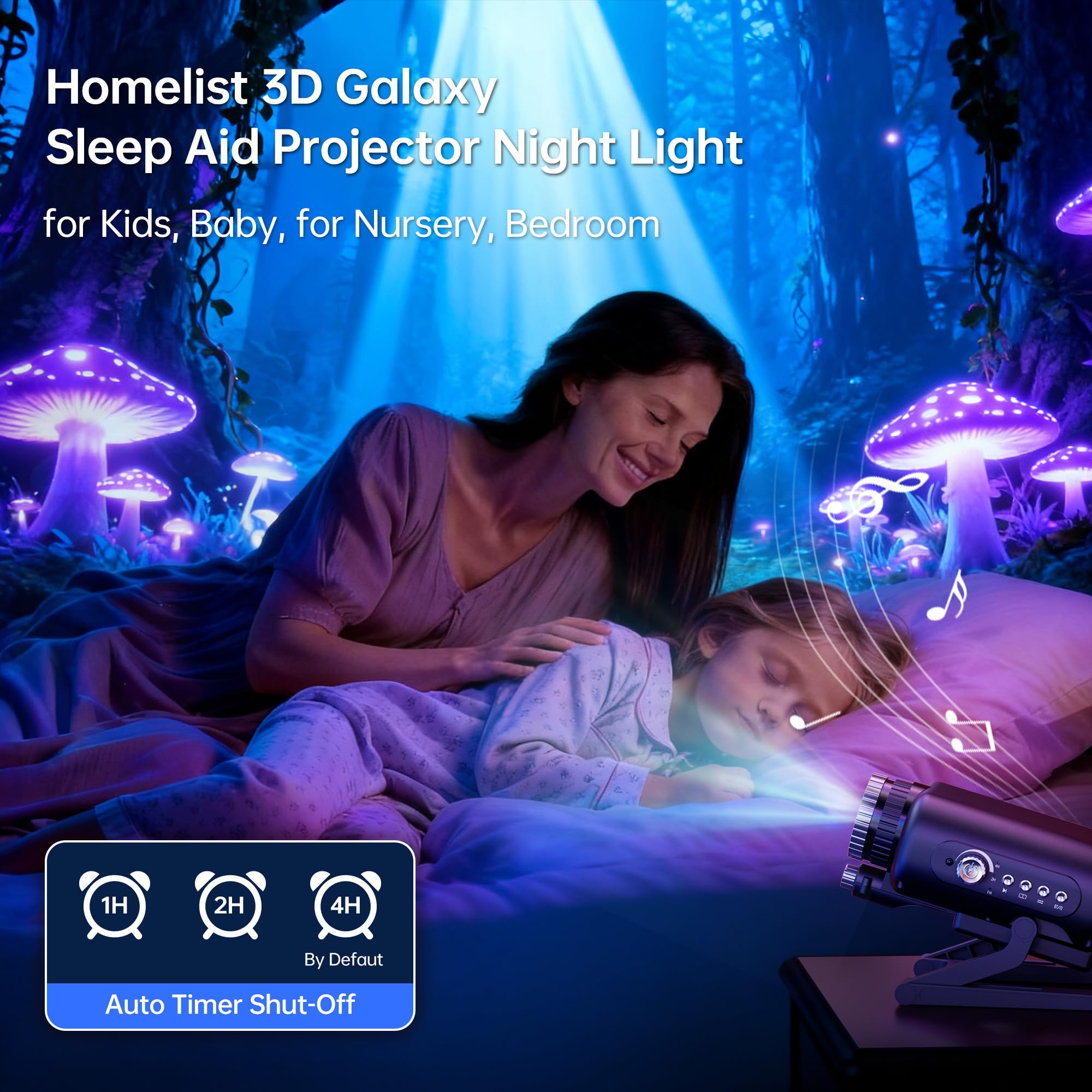 Homelist Sleep Aid Projector Light for Kids & Adults with White
